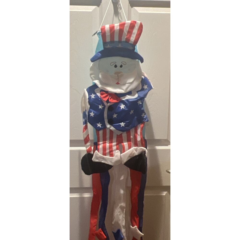 Vintage Uncle Sam Windsock Plush Patriotic American Flag 54”